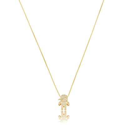 Colar mae e filho com zirconias Banhado em Ouro 18k