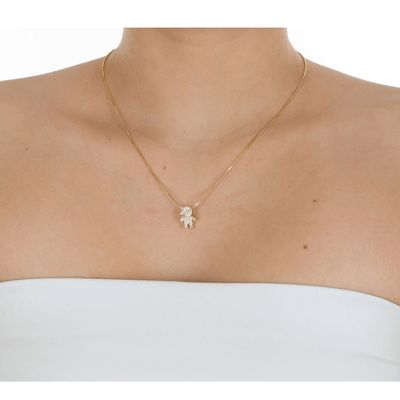 Colar mae e filho com zirconias Banhado em Ouro 18k