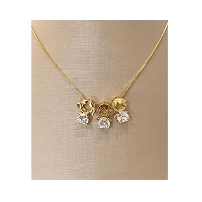 Colar filhos dois meninos e uma menina cristal banho em ouro