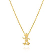 Colar Pingente Filho Menino Skate banhado ouro 18k semijoia