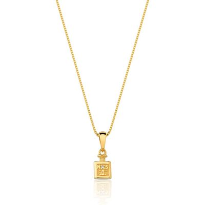 Colar Com Pingente De Perfume Com Zirconia banhado ouro