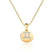 Colar De Signo Gêmeos Com Zirconias banhado em ouro 18k cordão