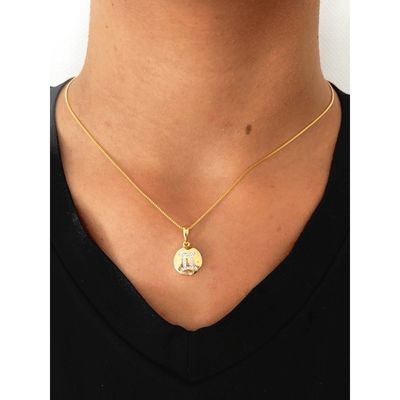 Colar De Signo Gêmeos Com Zirconias banhado em ouro 18k cordão