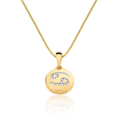 Colar De Signo Cancer Com Zirconias  banhado em ouro 18k cordão