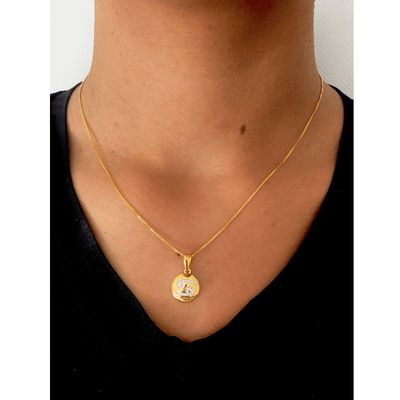 Colar De Signo Cancer Com Zirconias  banhado em ouro 18k cordão