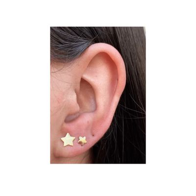 Kit de 2 Brincos de estrelas banhadas em ouro 18k estrelinha