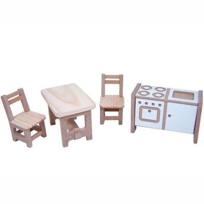 Kit de Móveis Completo para Casinhas de Boneca - Madeira - Multicolorido - Bohney