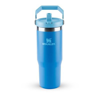 TUMBLER STANLEY TÉRMICA FLIP STRAW EM AÇO INOXIDÁVEL 887ML AZUL AZURE 887ML 08357-00
