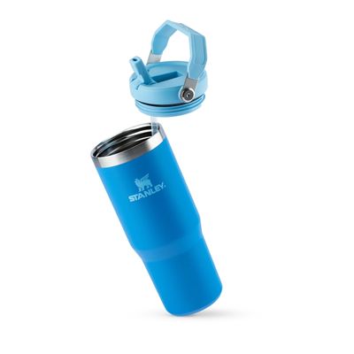 TUMBLER STANLEY TÉRMICA FLIP STRAW EM AÇO INOXIDÁVEL 887ML AZUL AZURE 887ML 08357-00