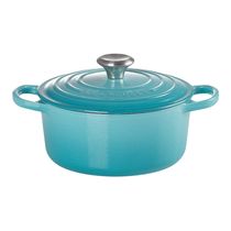 PANELA LE CREUSET REDONDA SIGNATURE EM FERRO FUNDIDO 16CM AZUL CARIBE  21177161702430