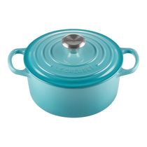 PANELA LE CREUSET REDONDA SIGNATURE EM FERRO FUNDIDO 16CM AZUL CARIBE  21177161702430