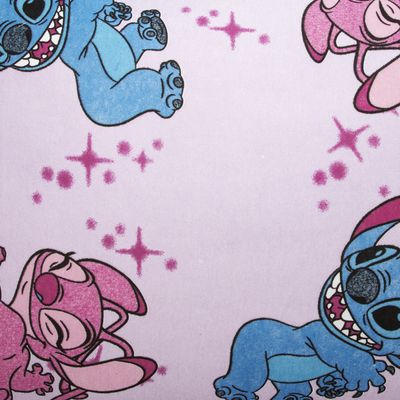 Fronha Avulsa KazzaVip Malha 100% Algodão Disney Estampada Stitch e Angel Love 48cmx68cm Rosa