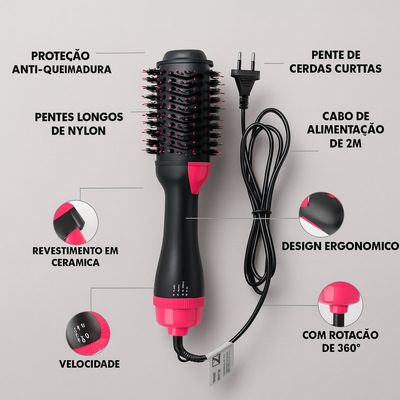 Escova Secadora 110v Temperatura Ajustável Alisadora 1000w