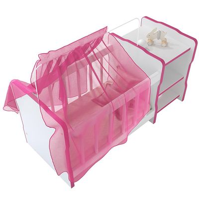 Berço Para Boneca Cristal Princesas C02 Brinquedo Infantil Branco Rosa - Lyam Decor