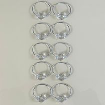 Kit 10 Anéis Para Guardanapos 4cm x 3cm Cristalino Duplo Argola Metal Mesa Posta - Prata