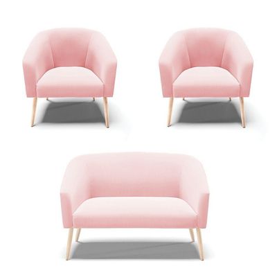 Kit 01 Namoradeira 02 Lugares E 02 Poltronas Rosa Bebê