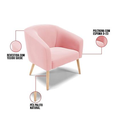 Kit 01 Namoradeira 02 Lugares E 02 Poltronas Rosa Bebê