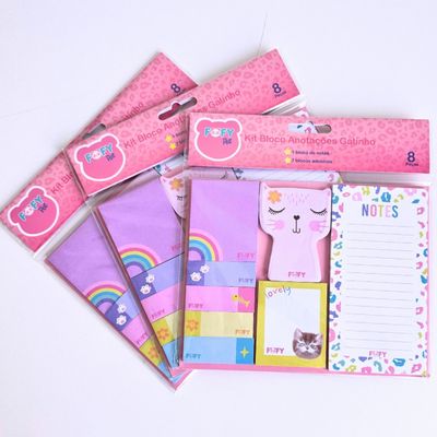 KIT ANOTAÇÕES DE GATINHO COM 8 PEÇAS PARA ANOTAÇÕES - FOFY