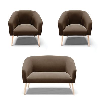 Kit 01 Namoradeira 02 Lugares E 02 Poltronas Suede Marrom