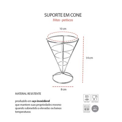Suporte Cone Fritas Servir Porçoes Petiscos Bar Aço Inox