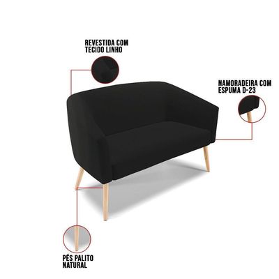 Kit 01 Namoradeira 02 Lugares E 02 Poltronas A79 Preto