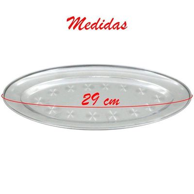 Kit 6 Bandejas Oval Em Aço Inox 29cm