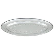 Kit 6 Bandejas Oval Em Aço Inox 29cm