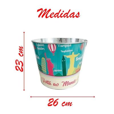 Balde De Gelo Para Cerveja Estampado Em Metal Galvanizado Com Abridor 7,6 Litros