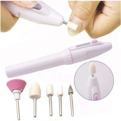 Lixa Elétrica Para Unhas - Multiuso Com 5 Acessórios Pilhas