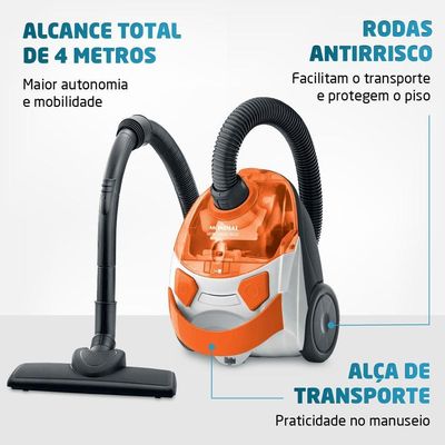 Aspirador De Pó Mondial Turbo Hepa Branco e Laranja AP-15 220V 220V