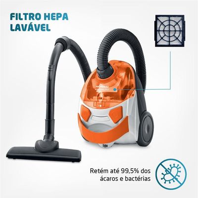 Aspirador De Pó Mondial Turbo Hepa Branco e Laranja AP-15 220V 220V