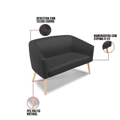Kit 01 Namoradeira 02 Lugares E 02 Poltronas Preto