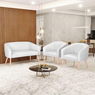 Kit 01 Namoradeira 02 Lugares E 02 Poltronas Branco