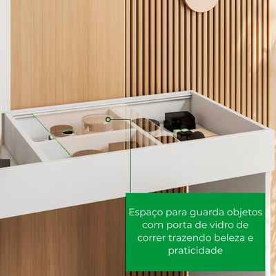 Mesa Escrivaninha Office Penteadeira Play Moderna Espelho Branco Fosco Com Cinamomo Mel