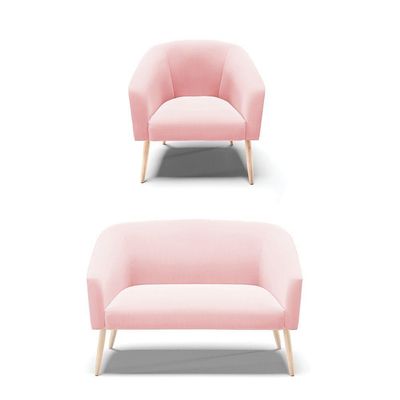 Kit 01 Namoradeira 02 Lugares E 01 Poltrona Suede Rosa Bebê