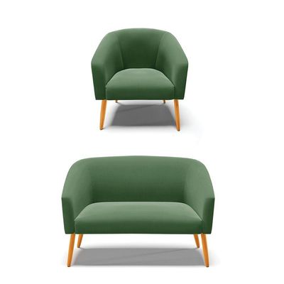 Kit 01 Namoradeira 02 Lugares E 01 Poltrona Suede Verde