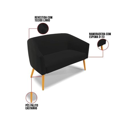 Kit 01 Namoradeira 02 Lugares E 02 Poltronas A79 Preto