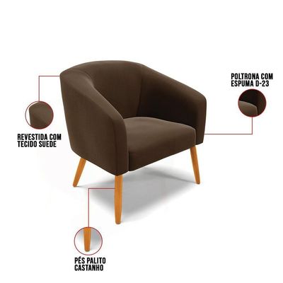 Kit 01 Namoradeira 02 Lugares E 02 Poltronas Suede Marrom