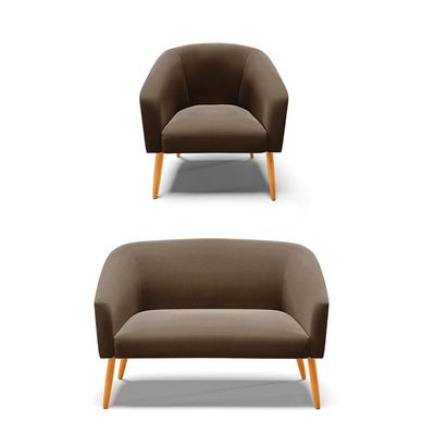 Kit 01 Namoradeira 02 Lugares E 01 Poltrona Suede Marrom