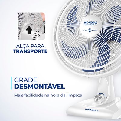 Ventilador de Mesa Mondial 6 Pás Super Power VSP-40-W - 40cm 220V UNICA