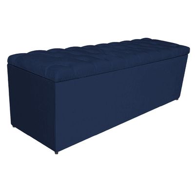 Calçadeira Liverpool 160cm Queen Size Suede Azul Marinho