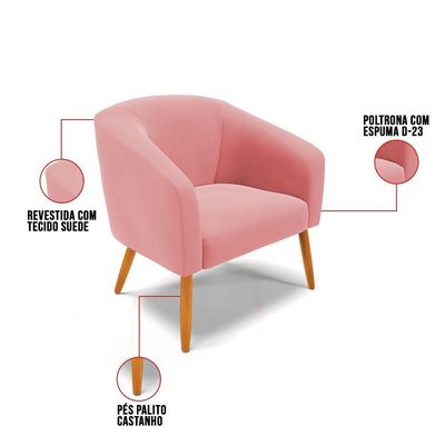Kit 01 Namoradeira 02 Lugares E 02 Poltronas Suede Rose