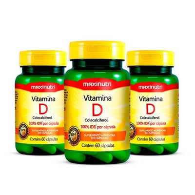 Kit 03 Vitamina D 100% Idr Maxinutri 60 Capsulas