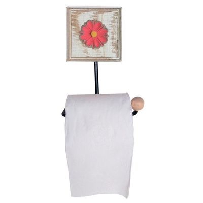 Kit Banheiro Com 2 Toalheiros + Porta Papel Higiênico + Toalheiro Rustico Artesanal Cor Vermelho
