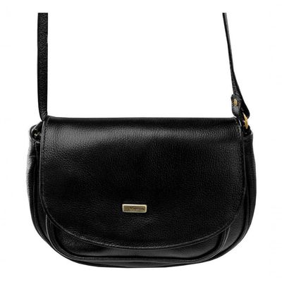 Bolsa Couro Legítimo Feminina Transversal Luxo Cor Preto