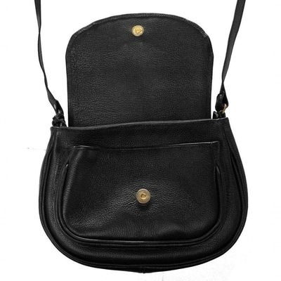 Bolsa Couro Legítimo Feminina Transversal Luxo Cor Preto