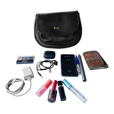 Bolsa Couro Legítimo Feminina Transversal Luxo Cor Preto