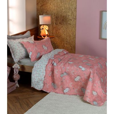 Kit Cobre Leito Casual Kids Casal Appel Rosa UN / Rosa