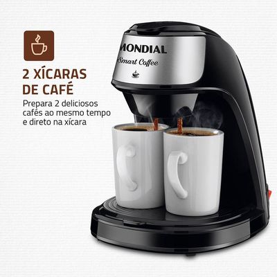 Cafeteira Elétrica Mondial Smart Coffe 500W C-42-2X-BI Preto/Inox 110V
