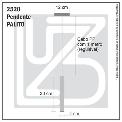 Pendente Tubo Palito 30cm - Ouro
